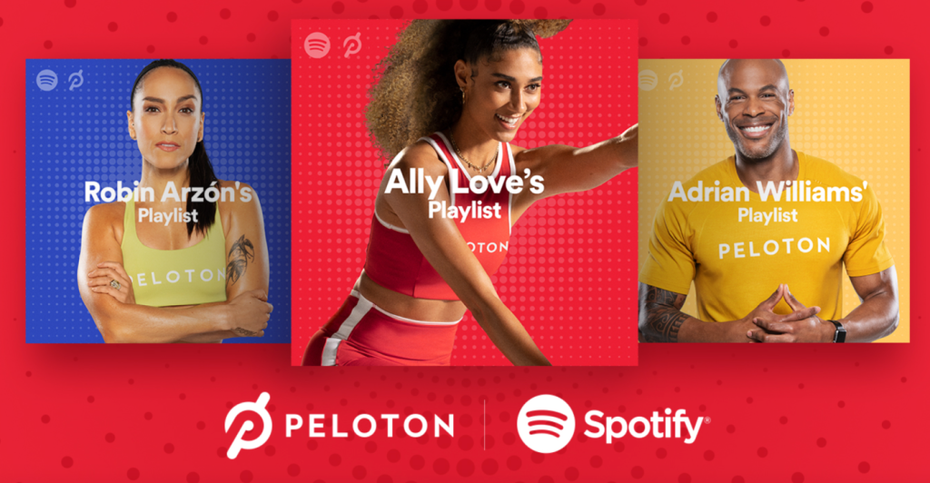 Spotifyがエアロバイク、トレッドバイクのPelotonと提携、Workout Hubでの新しいプレイリストを開始
