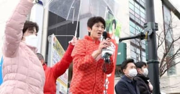 「日本初の女性総理目指す」　立民代表選、西村氏が新潟で街頭演説
