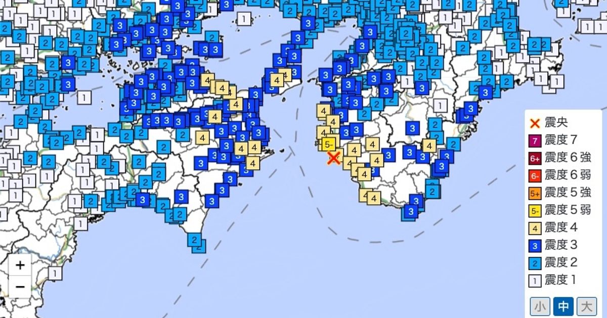 【地震情報】和歌山県で震度5弱。津波の心配なし