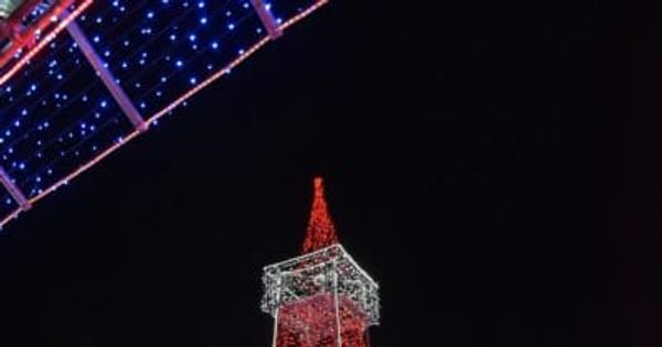 茨城・鉾田に東京タワー出現　イルミネーション、市街地彩る
