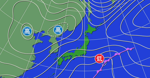 東日本～近畿を中心に冷たい雨