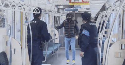 神戸市営地下鉄　走行車両で不審者対応訓練