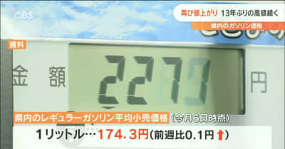 ガソリン価格３週ぶり値上がり　１３年ぶり高値続く【大分】