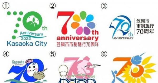 笠岡市70周年 ロゴマーク投票を　記念事業で使用、最終候補6種