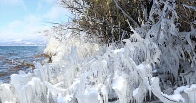 【動画あり】真冬到来　しぶき氷　福島県の猪苗代湖　例年より早くお目見え