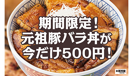 「元祖豚丼屋TONTON 千間台店」で「元祖豚バラ丼」が500円！