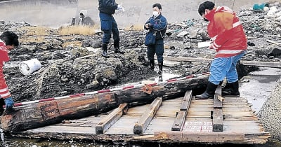 志賀の海岸に木片漂着、北朝鮮船か　ハングルと数字記載