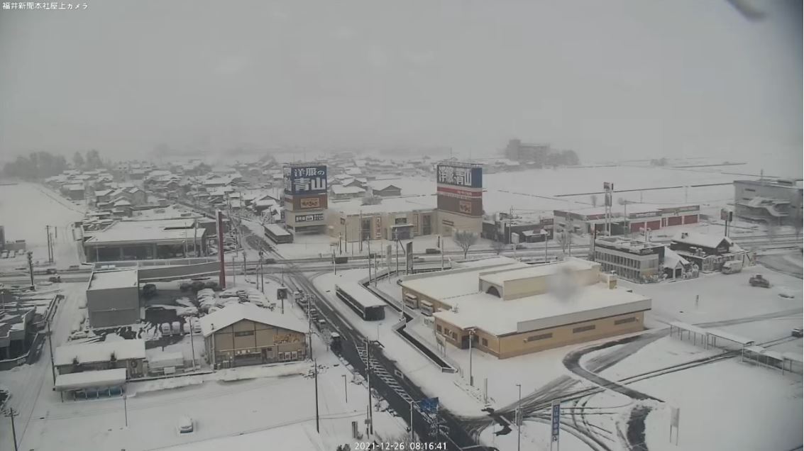 国道8号、雪で混んでる?　福井県嶺北の各区間の通行時間　12月27日17時現在