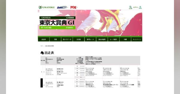 競馬専門サイト「馬トク」、「東京大賞典特設ページ」を開設　馬トク独自のデータでレースを分析し、予想を展開