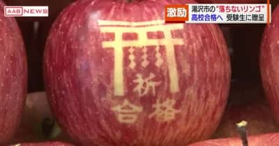 地元の「落ちないリンゴ」で合格祈願　高校受験の中学生を応援　秋田・湯沢市