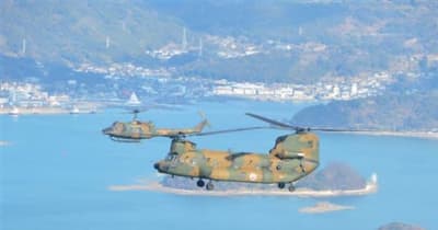 陸自ヘリ１９機、熊本の空へ　年初恒例の編隊飛行訓練　西部方面航空隊