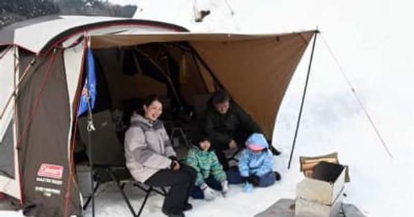 雪中キャンプ人気です　藤里町「森のえき」、家族連れやソロ客続々