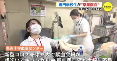 専門学校生が“卒業献血”　感染拡大で血液不足　広島