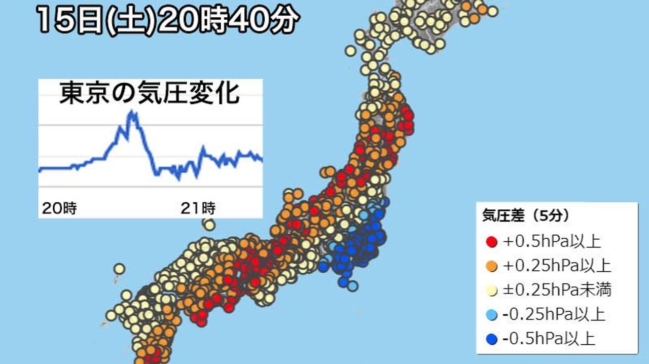 トンガでの火山噴火による衝撃波か 日本各地で急激な気圧変化