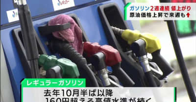 宮城県内のガソリン価格2週連続で値上がり　高値水準が続く
