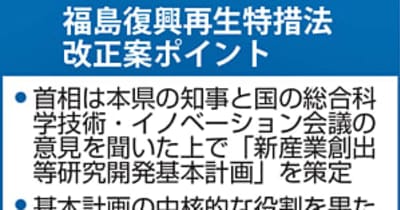 福島復興再生特措法改正案を閣議決定　福島国際研究機構新設へ
