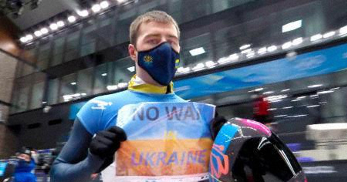 テレビカメラに平和メッセージ　ウクライナ選手「戦争望んでいない」