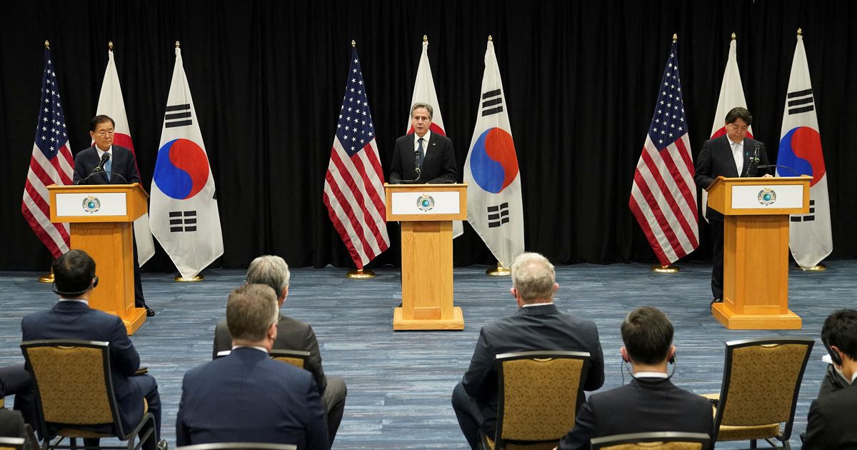 日米韓外相「台湾の平和と安定重要」　共同声明で明記