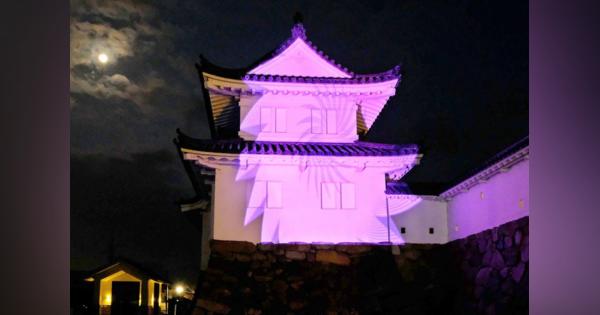 月夜に浮かぶ田辺城、学生がプロジェクションマッピング投影　京都・舞鶴