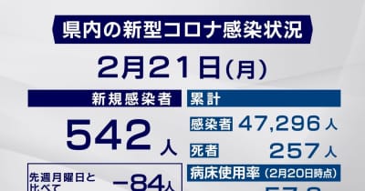 【２１日・市町別詳報】岐阜県で５４２人感染２人死亡 新規クラスター１件認定