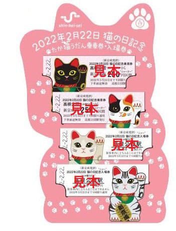 駅名にネコの記念切符発売、千葉　高根公団「たか猫うだん」