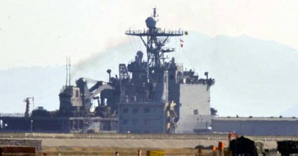 米海軍ドック型揚陸艦アシュランド、岩国基地に初寄港　「物資補給のため」米海軍揚陸艦アシュランド、岩国基地に初寄港