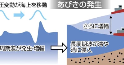 十島、枕崎などで最大80センチ　「あびき」鹿児島県内で観測　「気象津波」の一種　気象台「3月まで注意」
