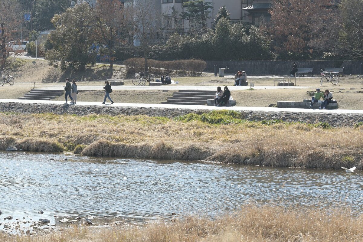 鴨川デルタもぽかぽか　京都市、3月下旬並みの最高気温15・2度