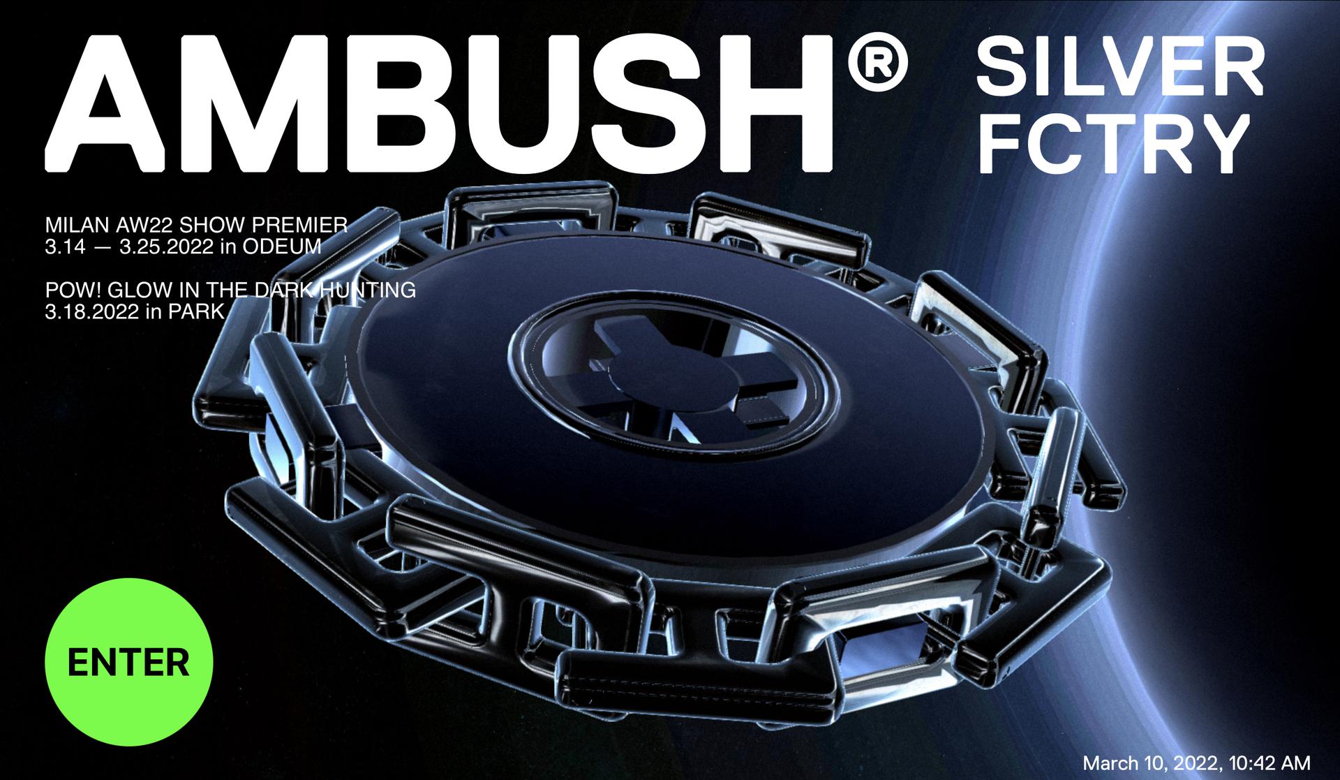 AMBUSH、メタバース『AMBUSH SILVER FCTRY』を公開！　ショップでのアイテム購入や各種映像の視聴も可能