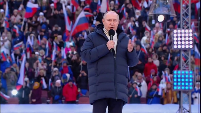 プーチン大統領の演説が突然“中断” ロシア国営テレビ