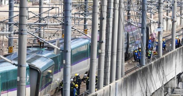 脱線新幹線の車両撤去「2週間程度」　JR東、作業始める