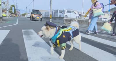 柴犬「雪太郎」が通学路見守り　交通安全の制服も　山梨