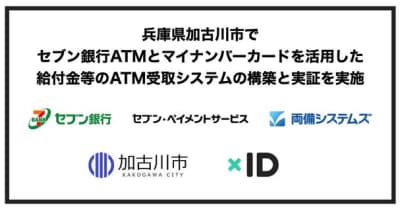 兵庫県加古川市でセブン銀行ATMとマイナンバーカードを活用した給付金等のATM受取システムの構築と実証を実施 　 セブン銀行、セブン・ペイメントサービス、xID、両備システムズの4社と連携