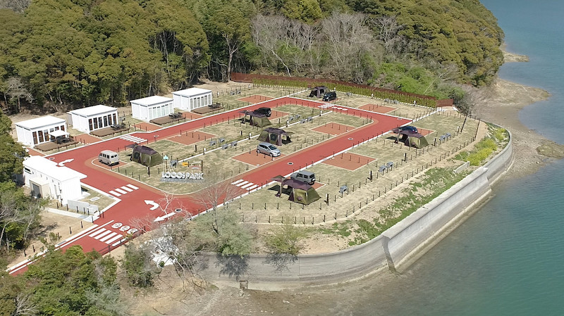 LOGOS初のキャンプ場が高知県須崎市に登場 - お湯の出るミニキッチン、電源など完備