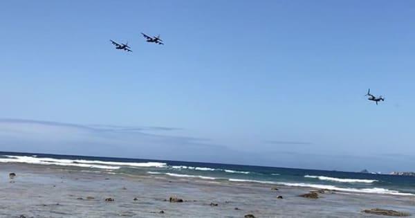 【動画】「あんなに低く」「落ちないか不安」米軍機が低空飛行　沖縄・渡嘉敷と座間味で3機