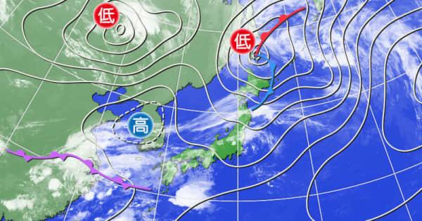 停滞前線近づく　西日本は雨
