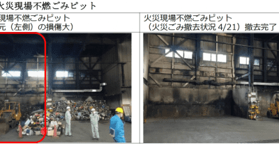 三条市清掃センター（新潟県三条市）、火災ごみの撤去および施設の仮復旧が完了
