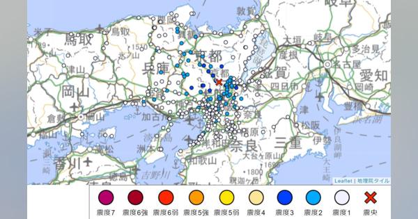 京都府や大阪府、兵庫県で震度3の地震福井県でも揺れ観測　各地の震度一覧、4月30日18時すぎ発生