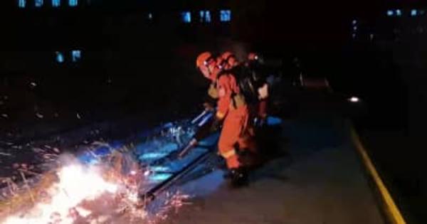 森林消防隊が夜間実践訓練　黒竜江省