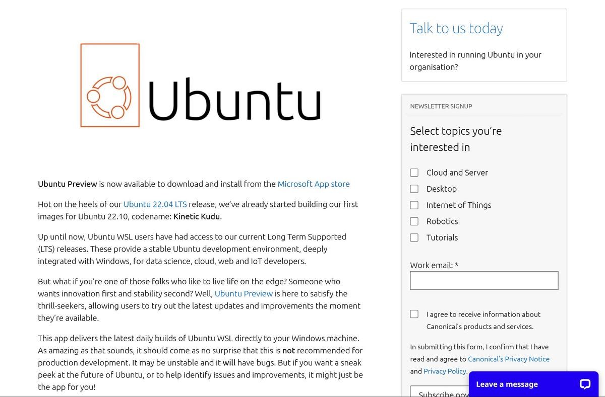 Ubuntuプレビュー版、Microsoftストアに登場