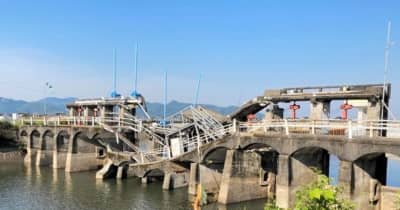 コンクリ製の農業用堰が倒壊　熊本市の天明新川、老朽化原因か　農家1600戸が取水できず