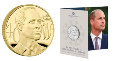 ウィリアム王子生誕40周年を記念して金・銀貨など5種類を予約販売開始！王子の5ポンドコインは英国初！