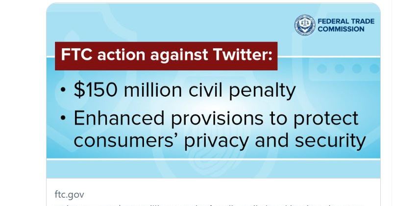 Twitter、FTCおよびDoJによるプライバシー関連申し立てで和解　1.5億ドル支払い
