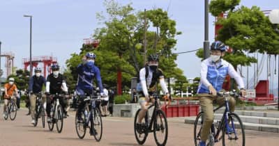 自転車2大会の成功祈願　今治で関係者らコース試走　「サイクリングしまなみ」など