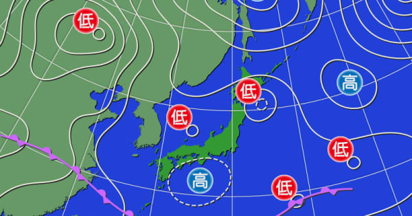 沖縄付近の梅雨前線と北日本の大気不安定
