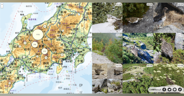 登山アプリのヤマップ、ライチョウの生態系調査に登山者のスマホ投稿を活用。環境省と連携