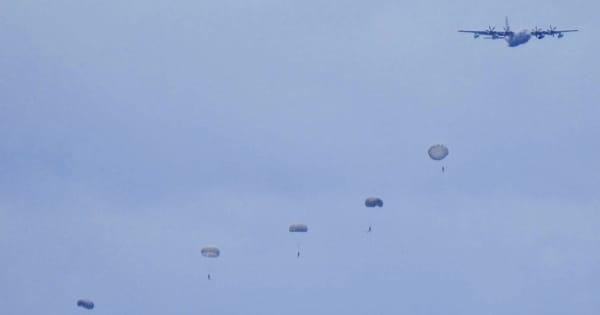 安全上の理由で中止を求めても米軍がパラシュート降下訓練　沖縄・うるま市の津堅島の水域