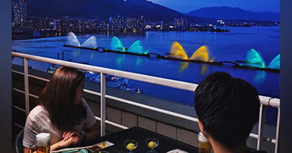 琵琶湖を一望できるホテルの屋上で「アウトドアBBQ」