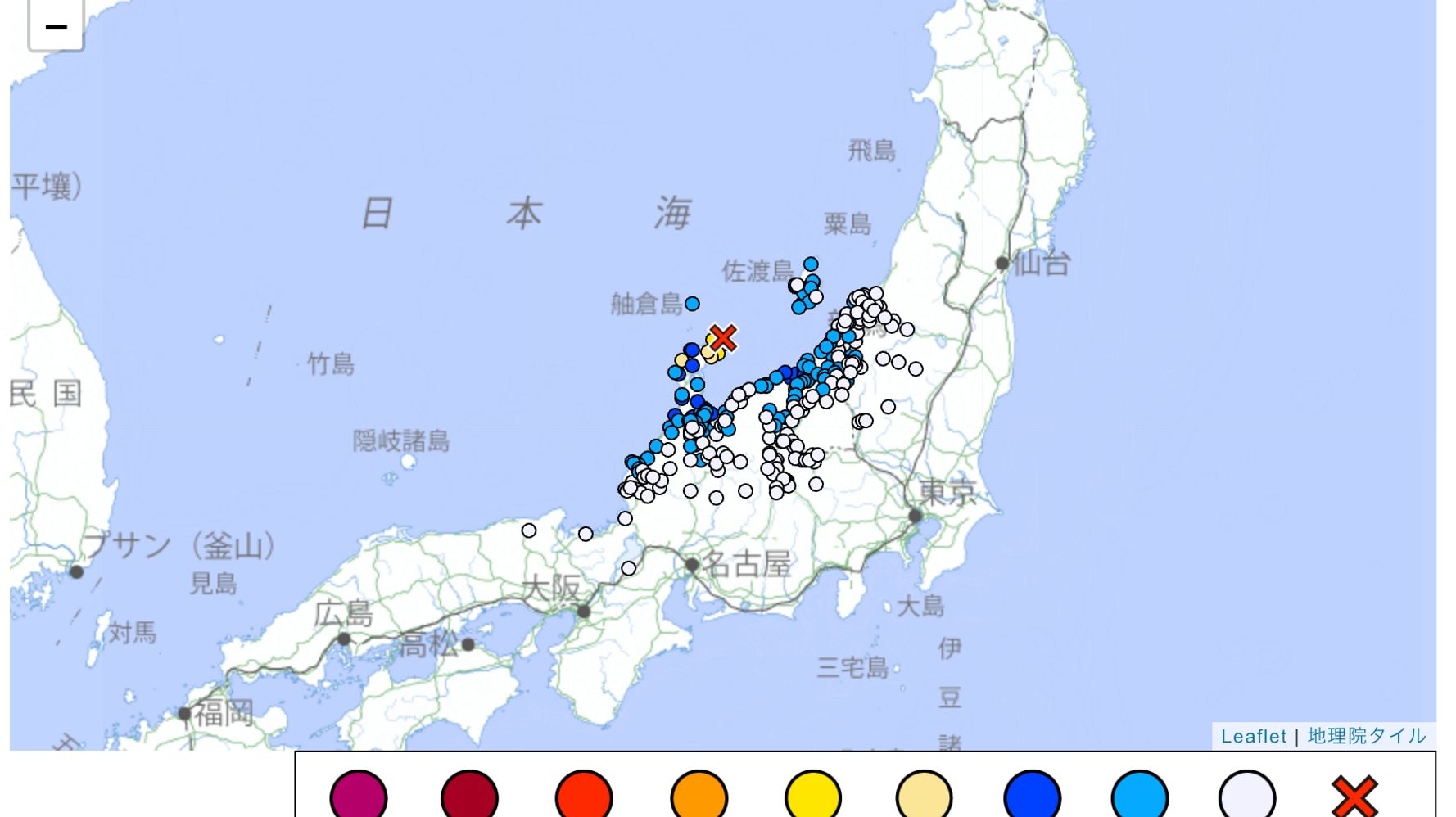 【地震情報】石川県能登地方で震度6弱。津波の心配なし