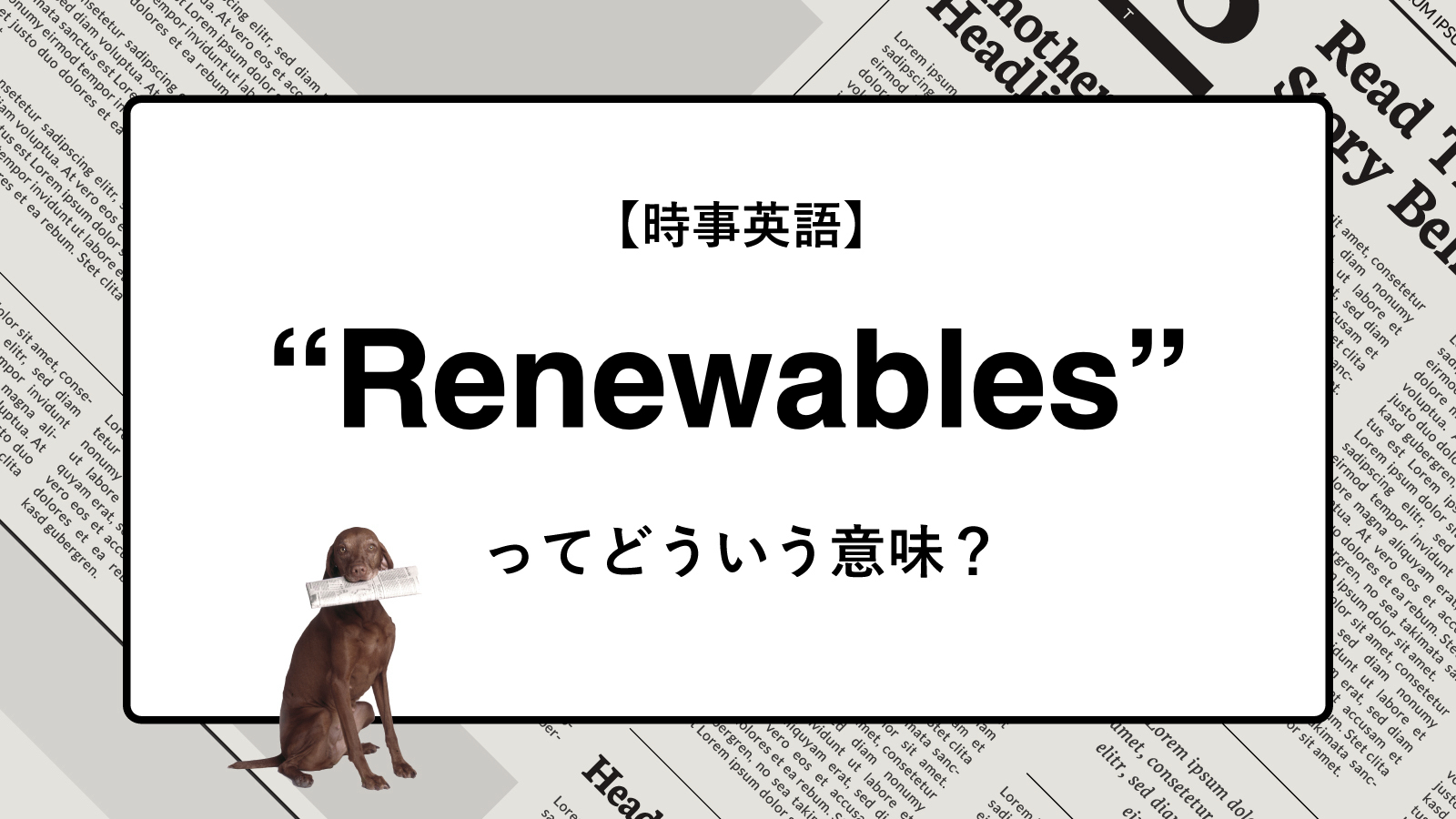 【時事英語】“Renewables” ってどういう意味？ | ニュースの「キーワード」で語彙力を身につける